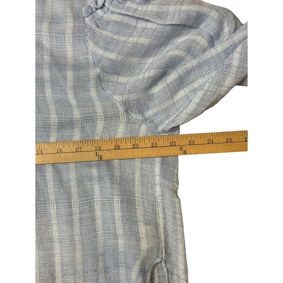 Free People Button Down Top Women's Small Light Blue Frayed Shoulder Hem Flowy - Picture 11 of 11